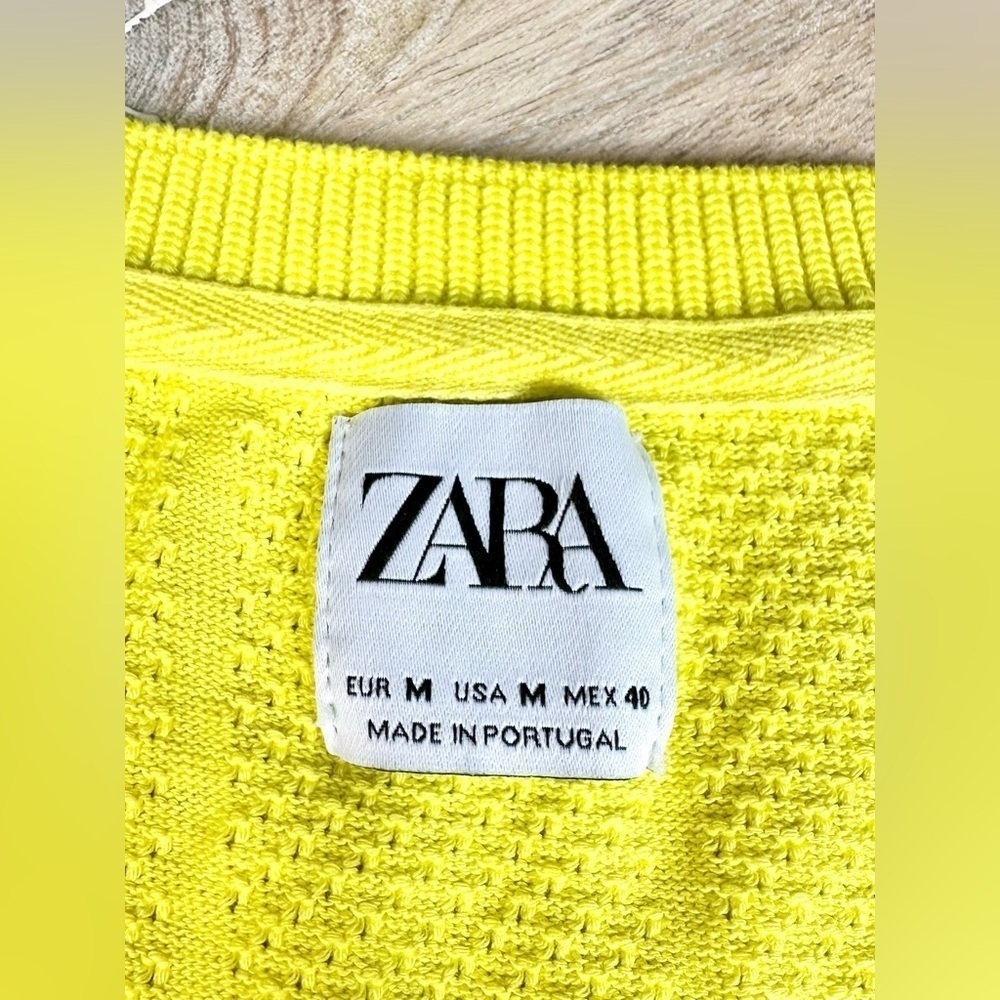 Zara Athletic Mesh Tank Yellow Racerback Sleeveless Top Medium - Picture 6 of 7